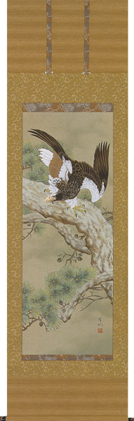 花鳥画 掛軸 雄風睨鷲（神田 有記）
