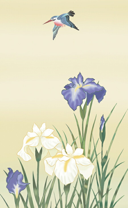 花鳥画 掛軸／かけじく【花鳥画】菖蒲（緒方 葉水） 商品画像