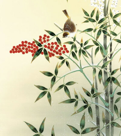 花鳥画 掛け軸(掛軸)【尺三幅】南天福寿(田村 竹世) 商品画像