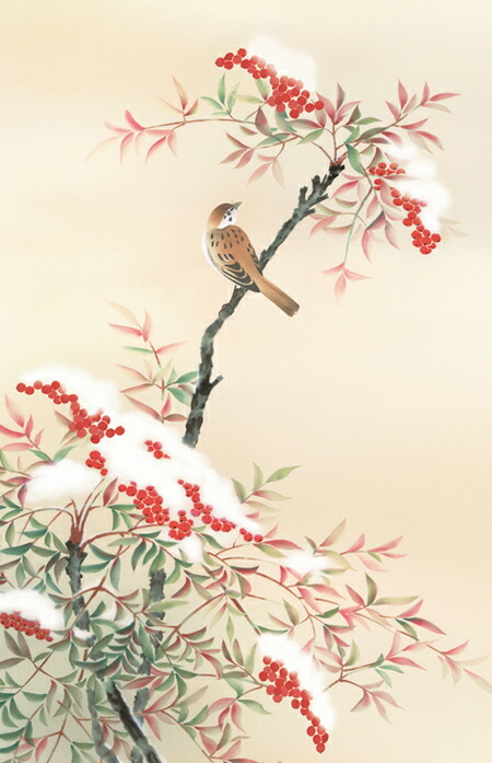 花鳥画 掛軸／かけじく【花鳥画】雪中南天（長江 桂舟） 商品画像