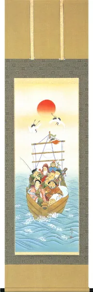 七福神 掛け軸 七福神(柳原 秋峰) 健康祈願・出世祈願