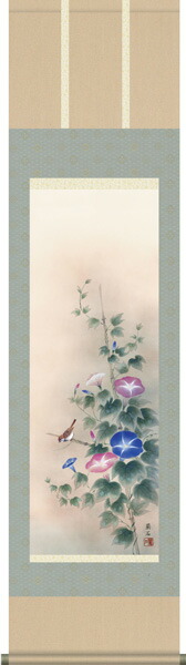 花鳥画 掛け軸(掛軸)【尺三幅】朝顔(高見 蘭石) 商品画像