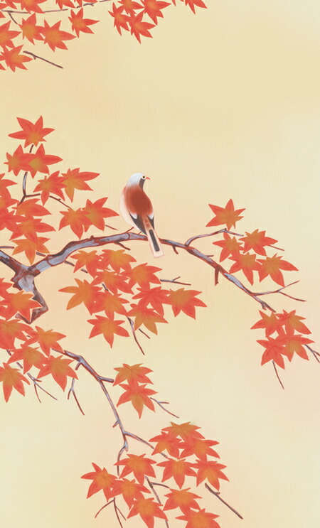 花鳥画 掛軸／かけじく【花鳥画】紅葉に小鳥【四季揃・秋】（北山 歩生） 商品画像