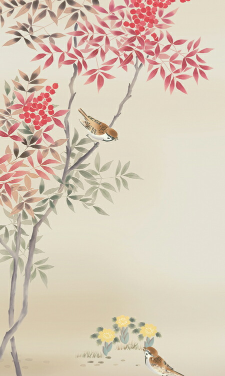 花鳥画 掛軸／かけじく【花鳥画】南天福寿【四季揃・冬】（北山 歩生） 商品画像