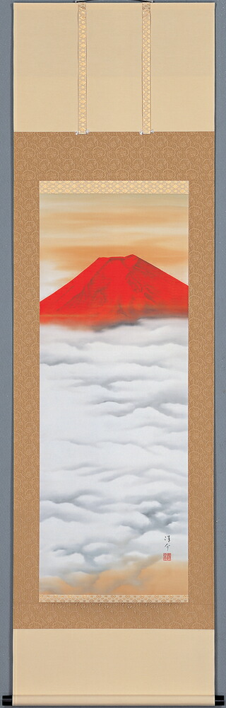 富士山 掛け軸 赤富士(中島 洋介)特殊工芸作品