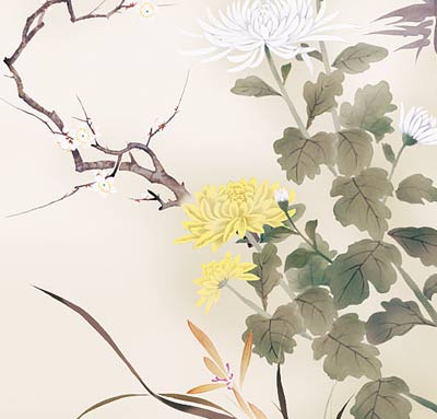花鳥画 掛軸【花鳥】四君子（田中 広遠） 商品画像