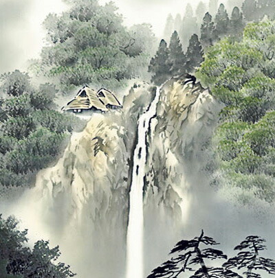 山水画 掛け軸 掛軸 【尺三幅】幽山渓谷(鈴村秀山) 商品画像