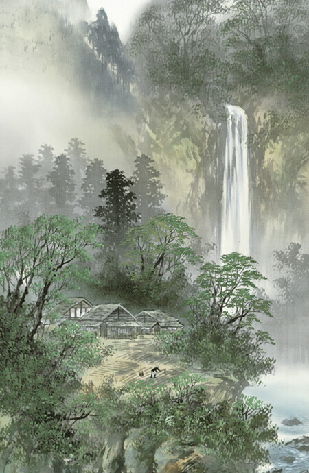山水画 掛軸／かけじく【山水画】晴山麗水（田口 紅洋） 商品画像