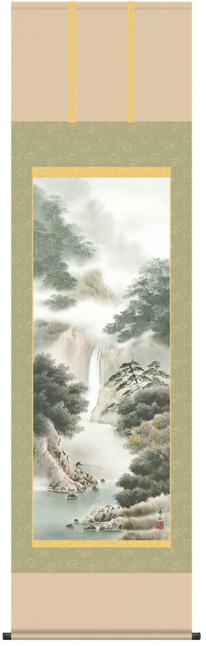 山水画 掛軸／かけじく【山水画】悠景彩遷（鈴村 秀山）