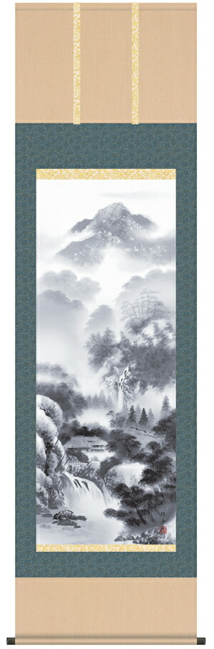 山水画 掛軸／かけじく【山水画】閑雅悠景（長江 桂舟）