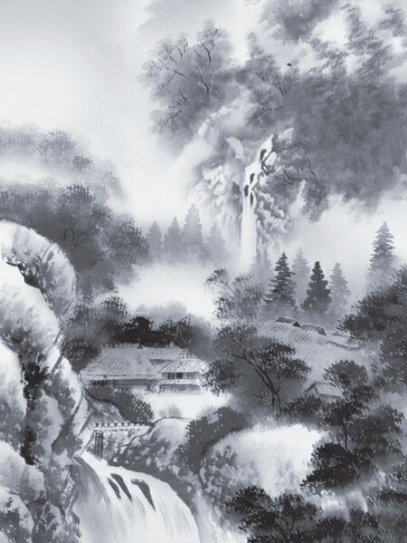 山水画 掛軸／かけじく【山水画】閑雅悠景（長江 桂舟） 商品画像