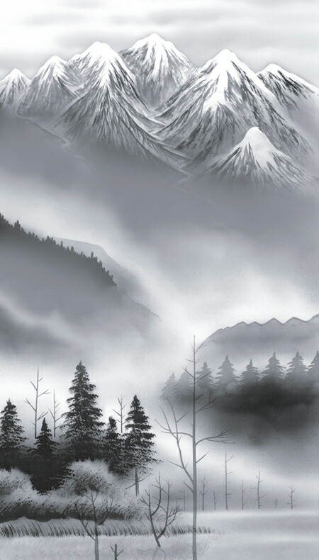 山水画 掛軸／かけじく【山水画】上高地（熊谷 千風） 商品画像