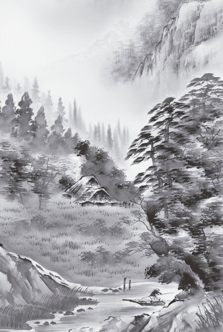 山水画 掛軸／かけじく【山水画】紫山憧憬（鈴村 秀山） 商品画像