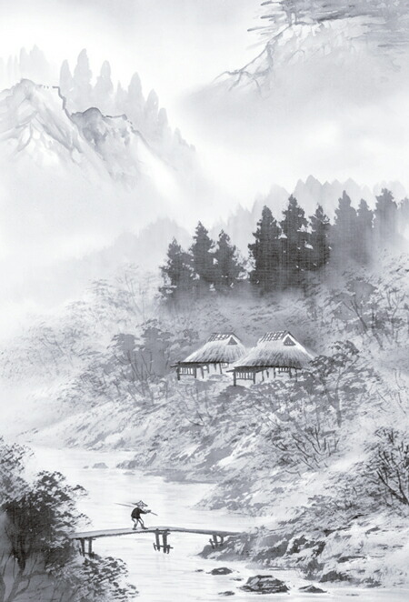 山水画 掛軸／かけじく【山水画】山河望郷（北山 歩生） 商品画像