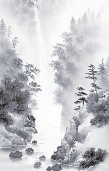 山水画 掛軸／かけじく【山水画】山河幽寂（江本 修山） 商品画像
