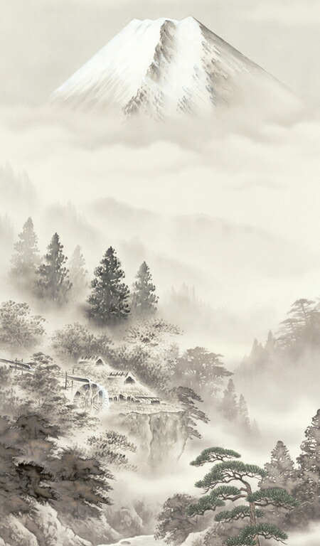山水画 掛軸／かけじく【山水画】富士閑景（江本 修山） 商品画像