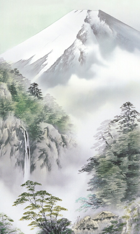 山水画 掛軸／かけじく【山水画】富峰渓谷（中山 雪邨） 商品画像
