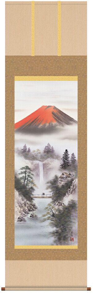 山水画 掛軸／かけじく【山水画】紅峰清風（伊藤 香旬）