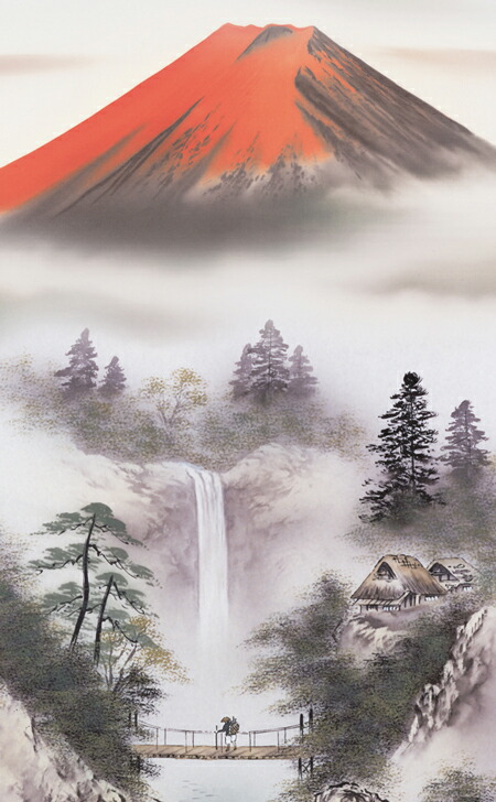 山水画 掛軸／かけじく【山水画】紅峰清風（伊藤 香旬） 商品画像
