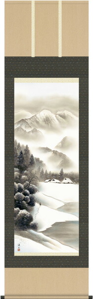山水画 掛軸【冬】四季賞翫・厳岳深閑（伊藤 渓山）