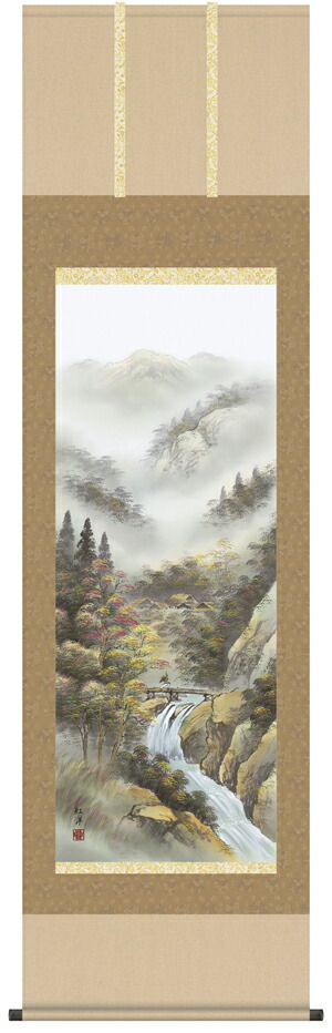 山水画 【掛け軸／掛軸／山水画】紅葉錦衣（田口 紅洋）