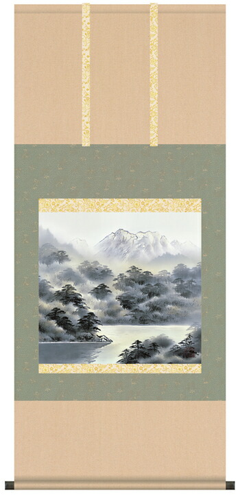 山水画 掛軸／かけじく【山水画】雄峰水明（鈴村 秀山）