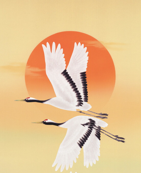 鶴亀 掛軸【鶴亀】旭日飛翔（小野 洋舟） 商品画像
