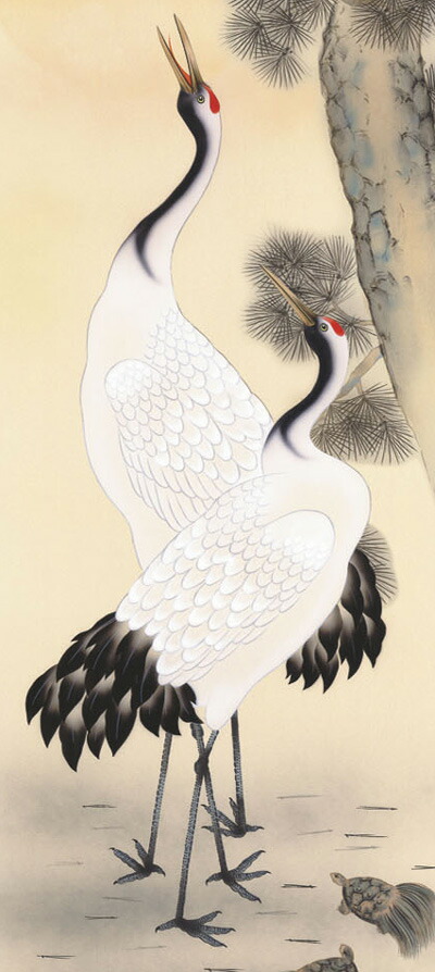 鶴亀 掛け軸(掛軸)【尺三幅】老松鶴亀（鈴村 秀山） 商品画像