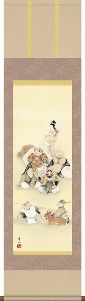 七福神 掛け軸 (掛軸)【尺三幅】七福神(榎本東山)
