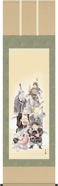 七福神 掛軸【慶祝】七福神（緒方 葉水）