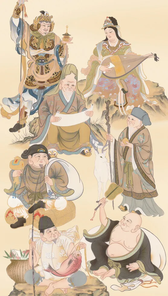 七福神 掛軸【慶祝】七福神（緒方 葉水） 商品画像