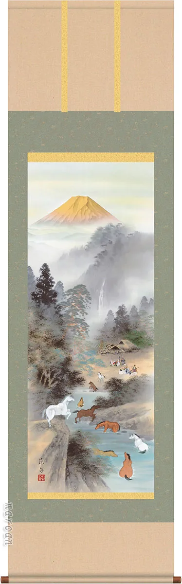 開運画 掛軸【開運／尺三】金峰大願九頭馬（稲葉 苑舟）