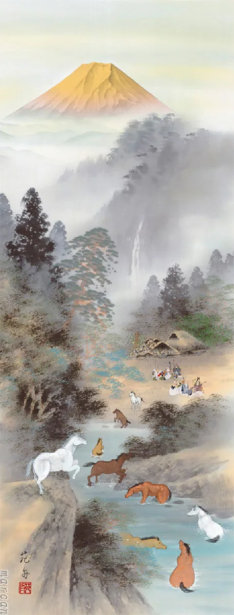 開運画 掛軸【開運／尺五】金峰大願九頭馬（稲葉 苑舟） 商品画像