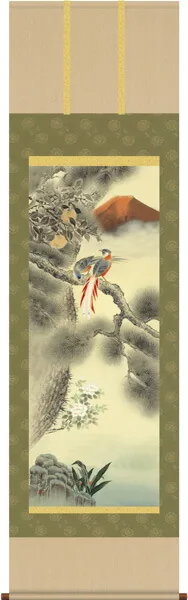 開運画 掛軸【縁起開運】不老長春吉祥図（福田 春草）