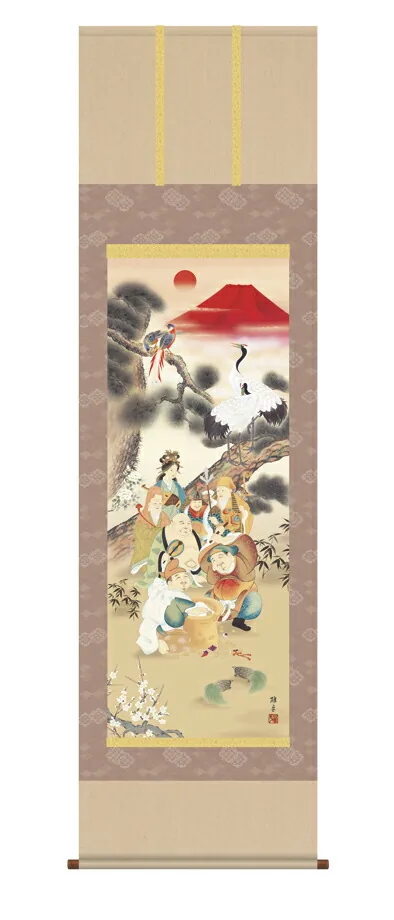 七福神 掛軸【縁起開運】吉祥七福満願図（鵜飼 雄平）