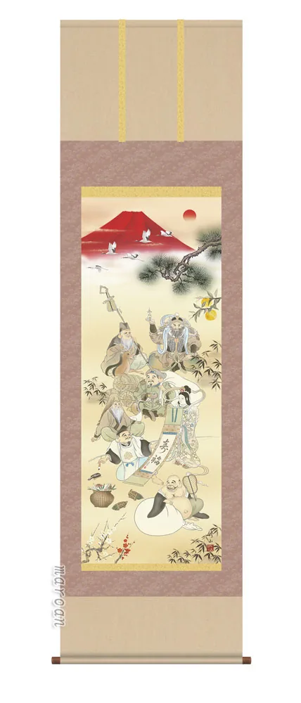 開運画 掛軸【縁起開運／尺三】開運七福招来図（江本 修山）