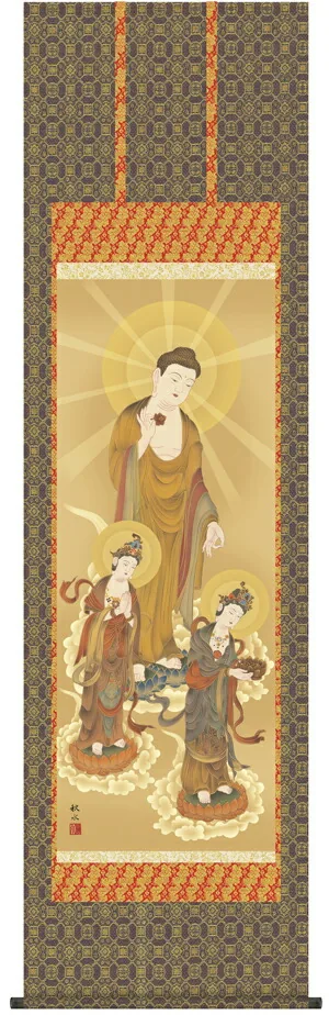 阿弥陀三尊 掛け軸 掛軸 阿弥陀三尊佛阿弥陀三尊佛(浮田 秋水)送料無料 代引き手数料無料