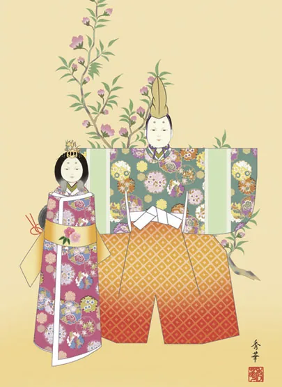 桃の節句・お雛様 掛軸【お雛さま】立雛（野川 秀華） 商品画像