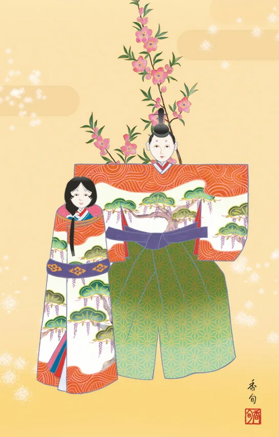 桃の節句・お雛様 掛軸【お雛さま】立雛（伊藤 香旬） 商品画像