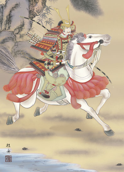 端午の節句 掛軸【武者・節句】白馬武者（長江 桂舟） 商品画像