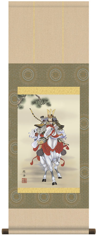 端午の節句 掛け軸(掛軸)【尺幅】白馬武者（長江 桂舟）