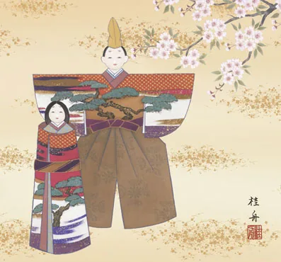 桃の節句・お雛様 掛軸【お雛さま】立雛（長江 桂舟） 商品画像