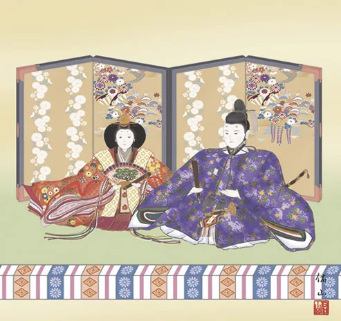 桃の節句・お雛様 掛軸【お雛さま】段雛（奥居 佑山） 商品画像