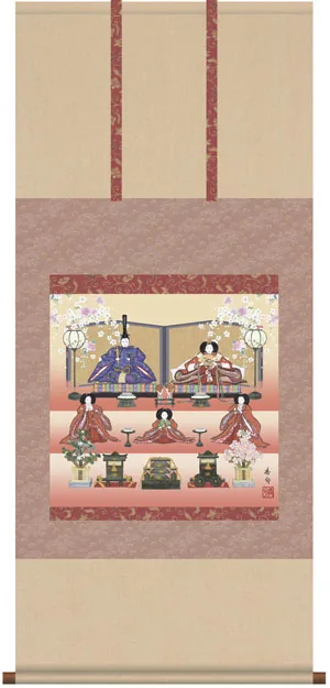 桃の節句・お雛様 掛軸【お雛さま】段飾り雛（伊藤 香旬）