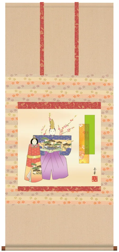 桃の節句・お雛様 掛軸【お雛さま】立雛（野川 秀華）