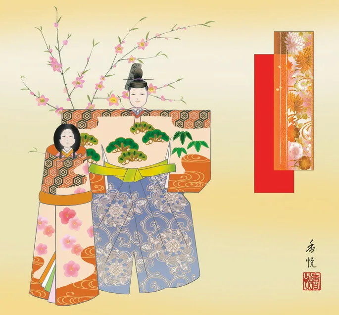 桃の節句・お雛様 掛軸【お雛さま】立雛（西尾 香悦） 商品画像