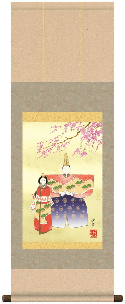 桃の節句・お雛様 掛軸【お雛さま】立雛（野川 秀華）[尺幅]