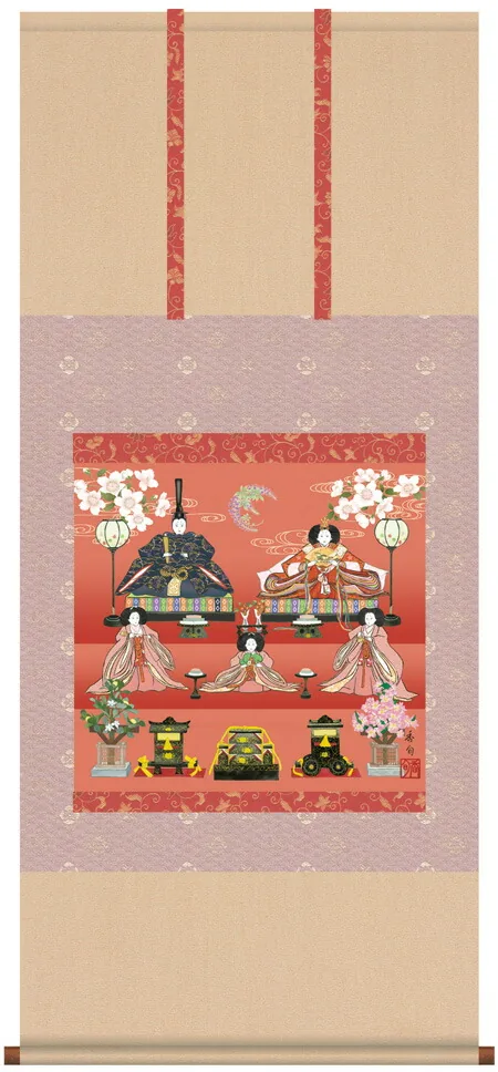 桃の節句・お雛様 掛軸【お雛さま】段飾り雛（伊藤 香旬）