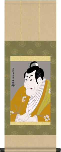 浮世絵 掛軸【浮世絵】市川鰕蔵の「竹村定之進」（東洲斎写楽）