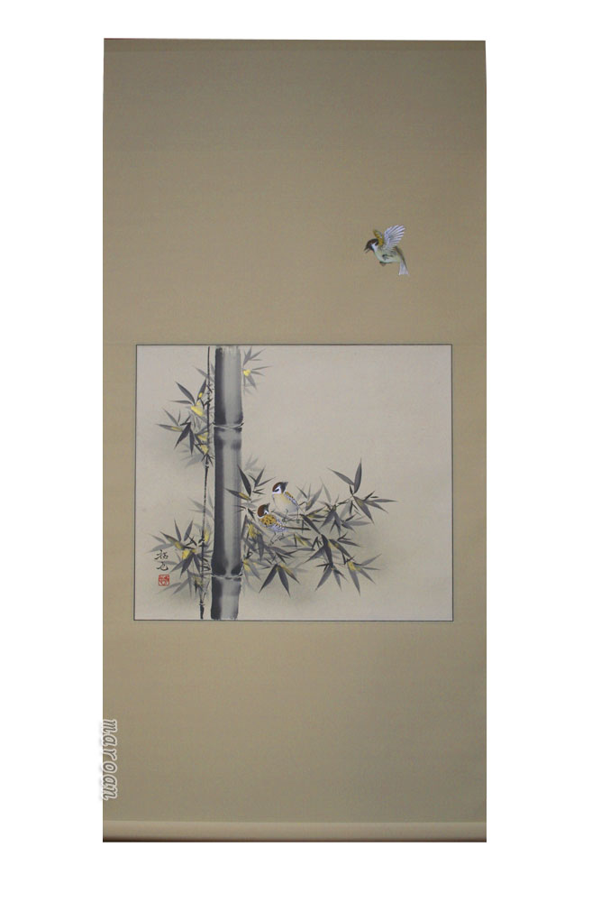 花鳥画 掛軸 描表装 竹に雀（奥田 拓也） 商品画像